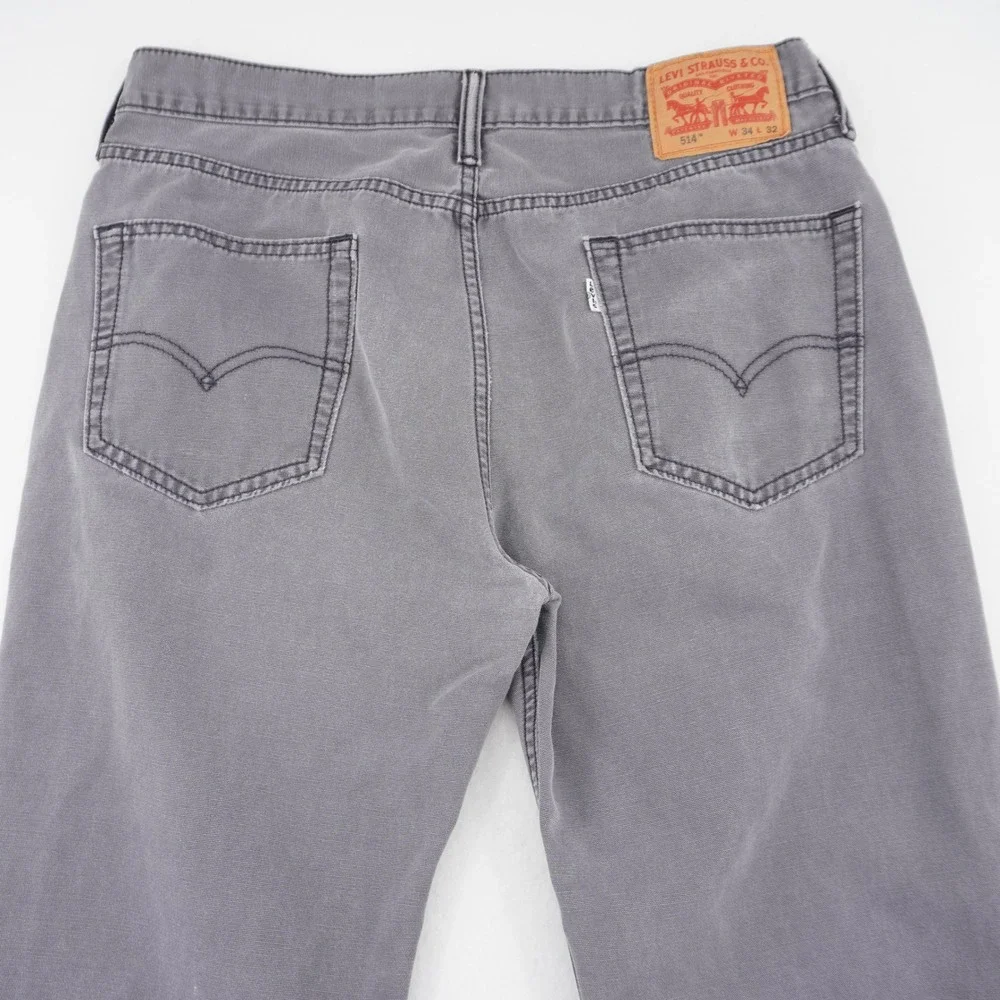 Levi's 514 Straight Fit Jeans Men's 34x32 Gray 100% Cotton‎ Denim
